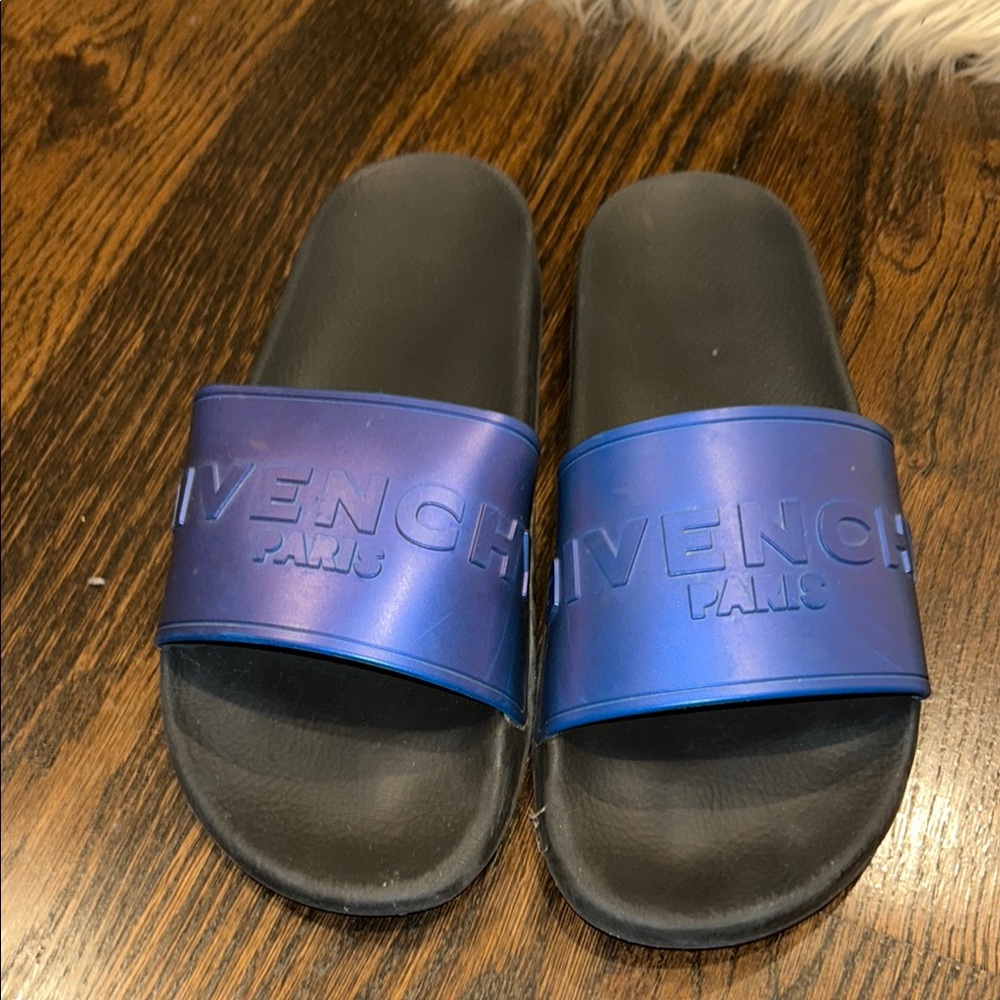 Givenchy Blue and Black Slides. Pre loved
